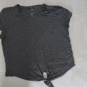 Striped Black and Gray Women's Top xl